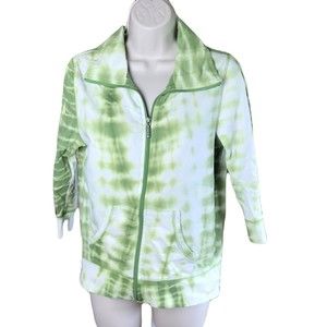 Silverwear New York Zip up Light Weight Jacket ~ Sz S ~ Green ~ 3/4 Sleeve